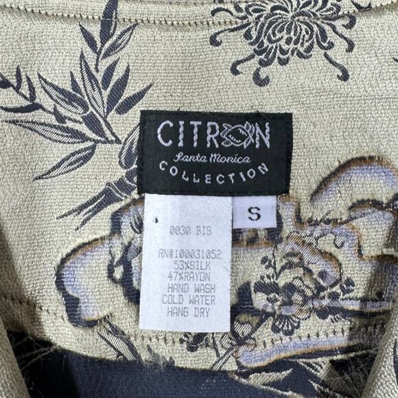 Vintage Citron Santa Monica Silk Blend Asian Art To Wear Jacket Small Lagenlook - Picture 7 of 7